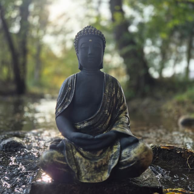 Concrete Garden Statue Meditating Buddha Gold
