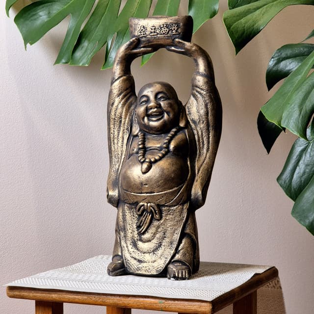 Concrete Garden Statue Smiling Buddha