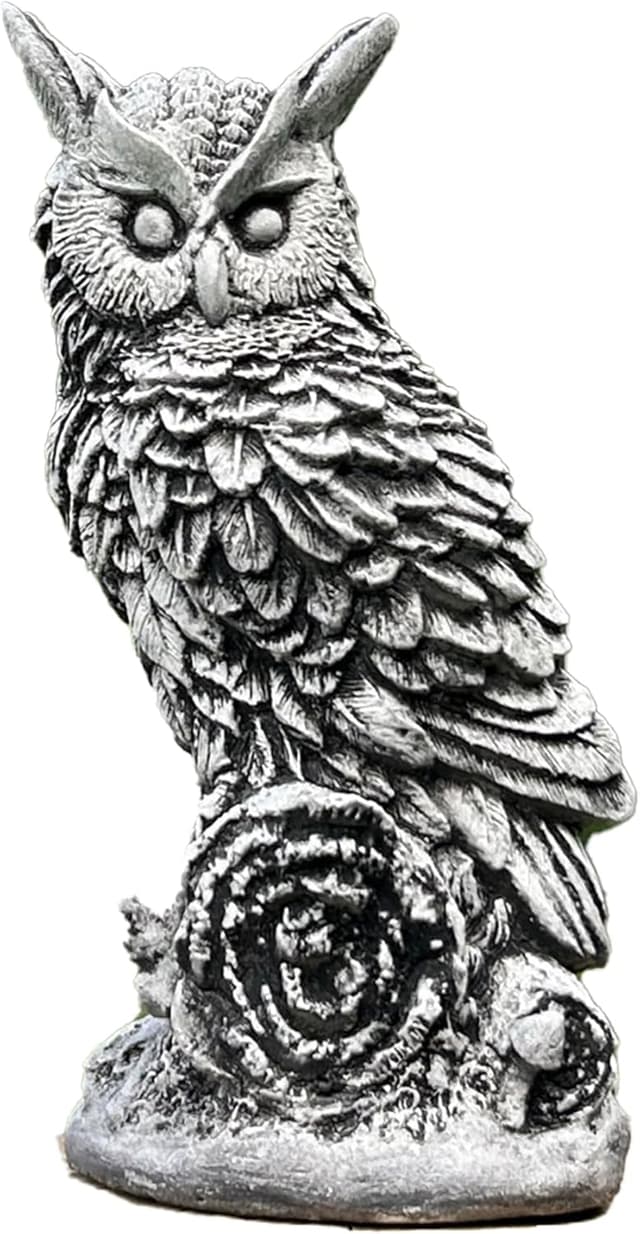 Decorative garden, stone figure, owl on AST, right side