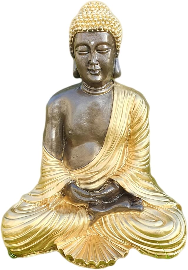 Buddha Outdoor Garden Resin Figurine - Zen Meditation, Gold