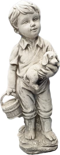 Boy with Dog Garden Decoration