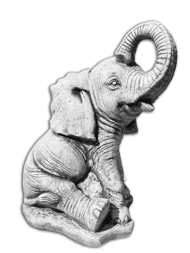 Concrete Garden Elephant Statue with Raised Trunk