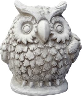 Figurine Made of Artificial Stone, Large Fluffy Owl